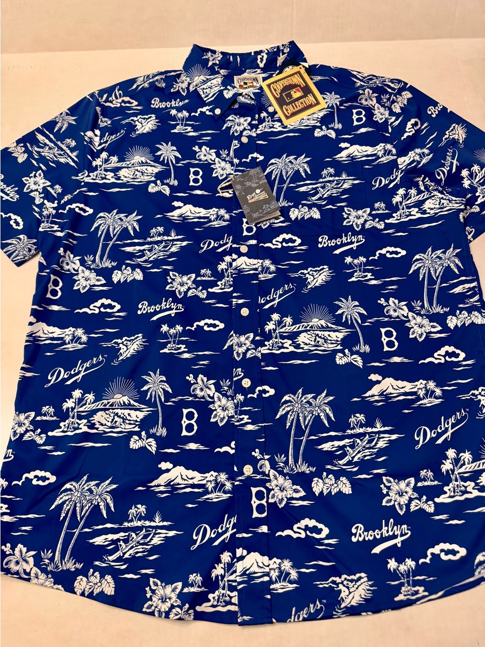 Reyn Spooner Mens MLB Brooklyn Dodgers Performance Aloha Shirt Royal XLarge NWT